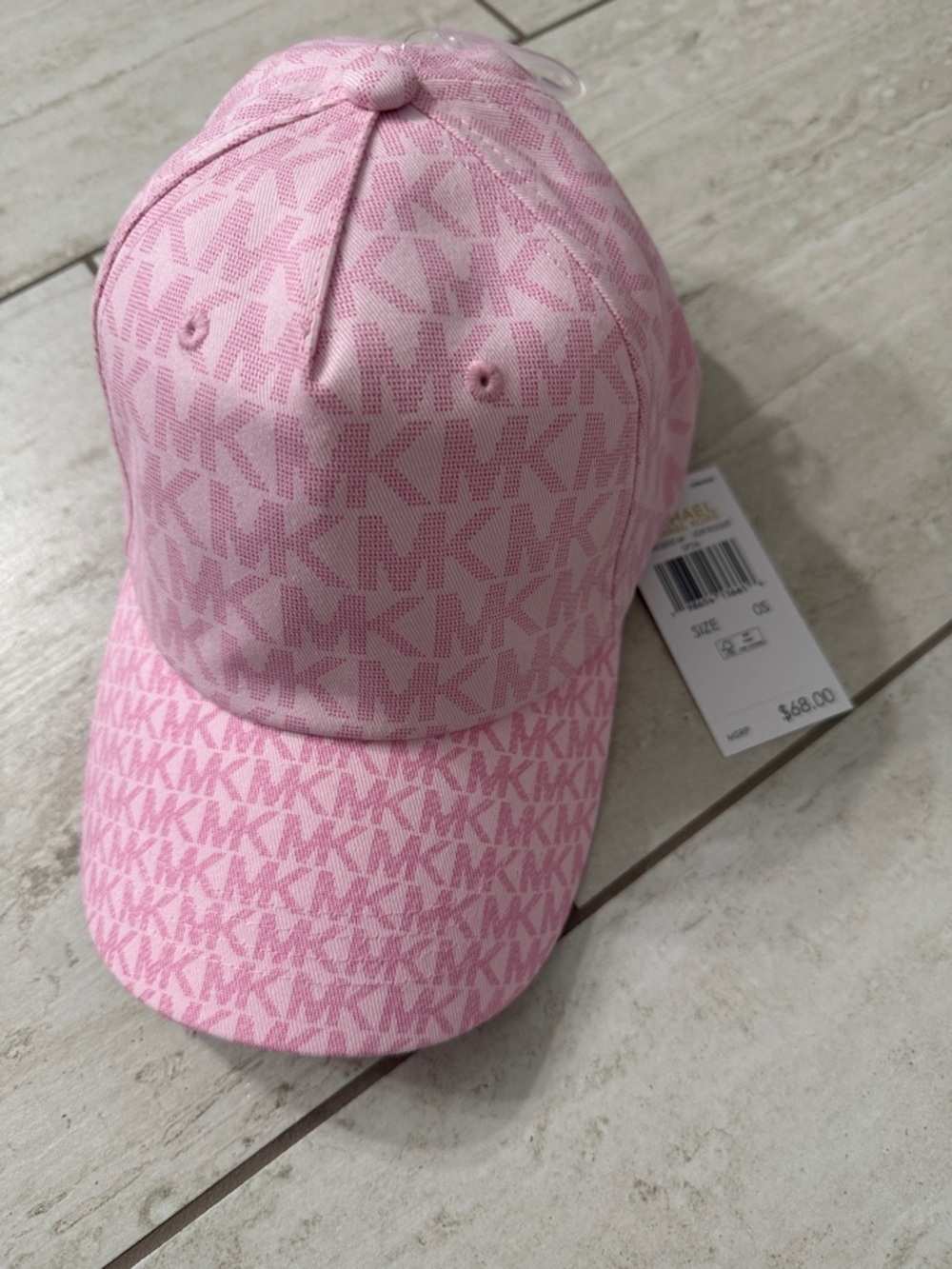 Michael Kors Light Pink MK Logo Baseball Cap..ladies ..silver snap back..new - Picture 1 of 7